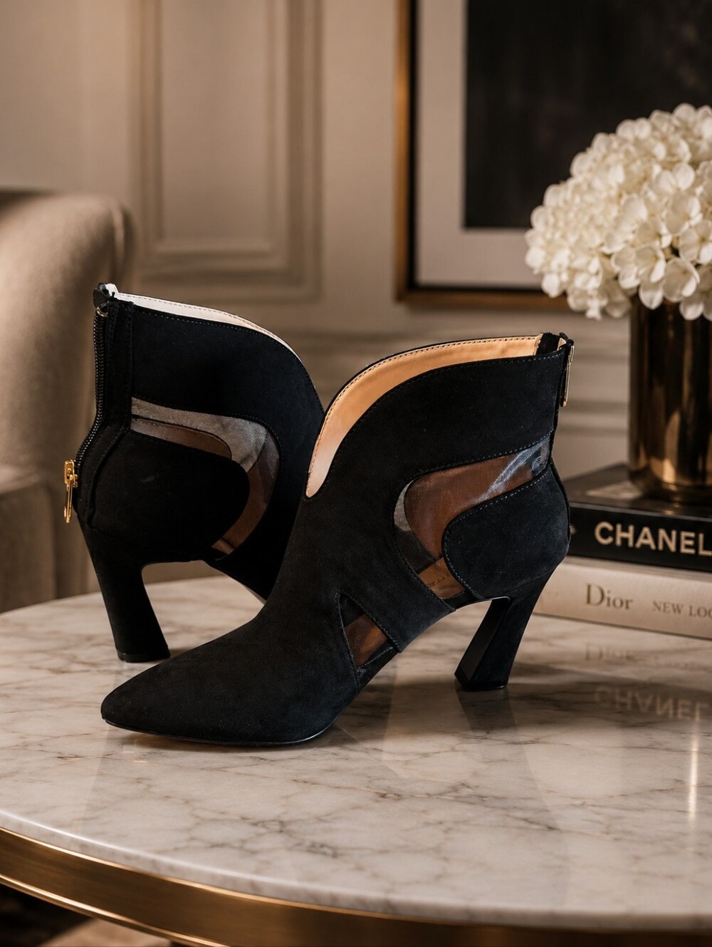 Adrienne Vittadini NUSS Ankle Booties – NIB – Size 9.5M – Chic Mesh Cutout Heels
